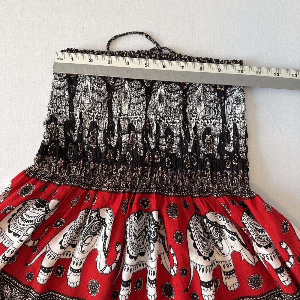 Strapless Elephant Print Maxi Dress in Red and Black - Picture 7 of 9